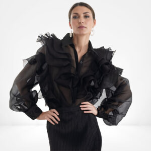 Black Ruffle Organza Blouse
