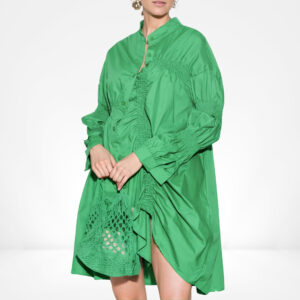 Emerald Shirred Detail Mini Dress