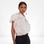 Ivory Cascade Ruffle Blouse