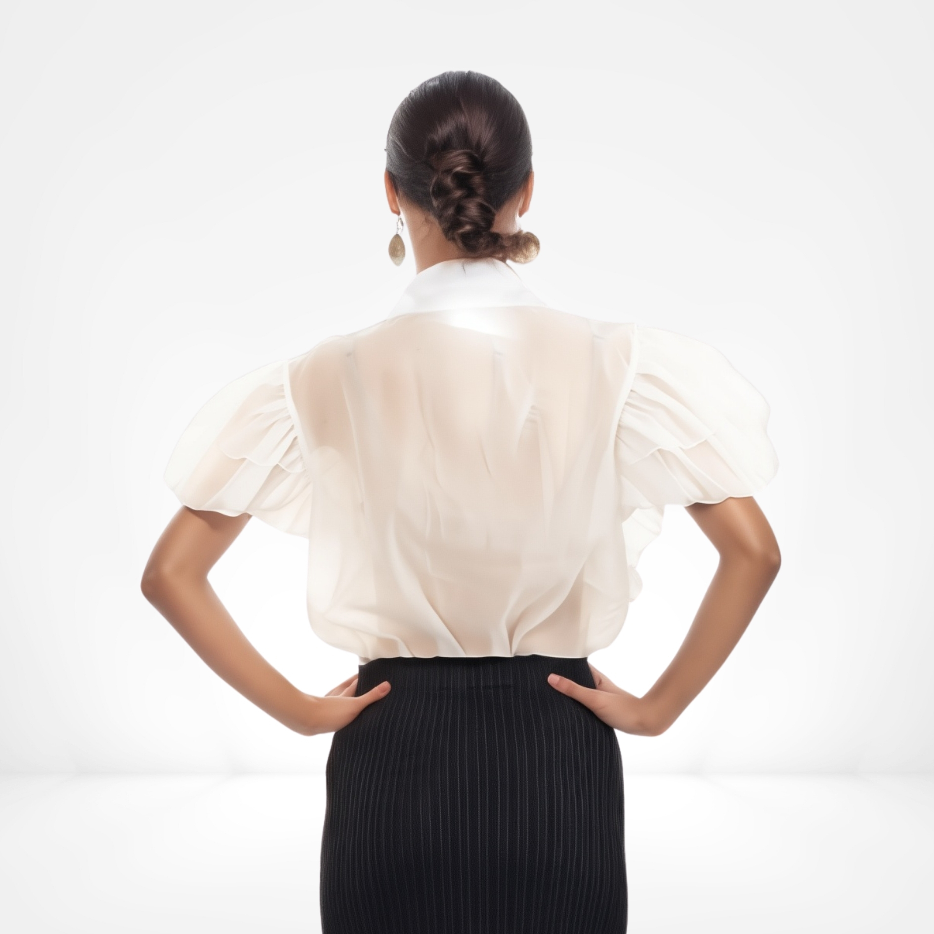 Ivory Cascade Ruffle Blouse - Image 3