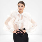 White Ruffle Organza Blouse